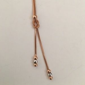 Solid 14K Rose Gold Two Tone Rope Necklace 20"